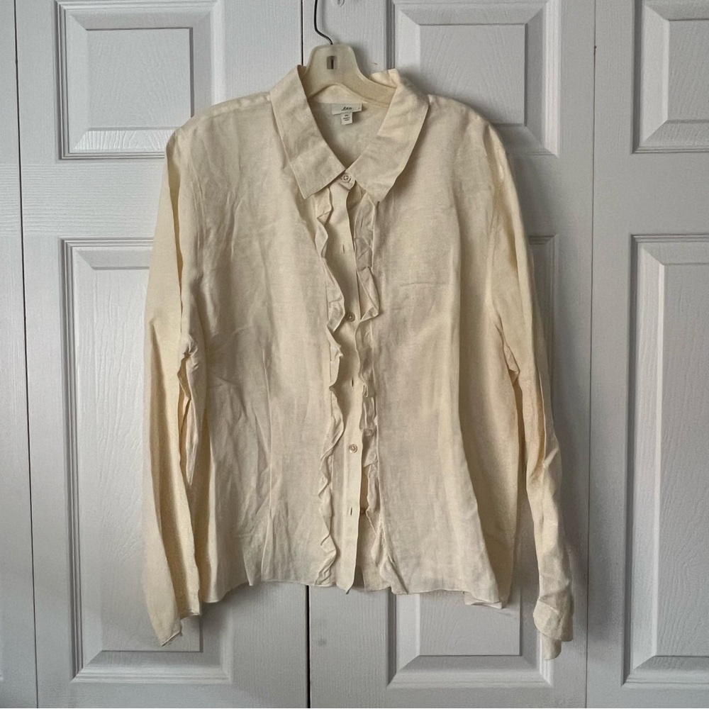 NWOT J. Jill linen blend blouse with ruffle. Size XL.